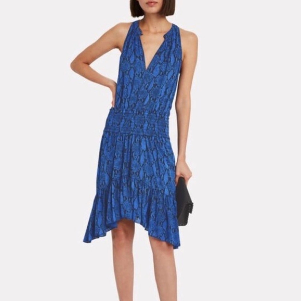 A.L.C. Blue/Black snake print dress, drop waist